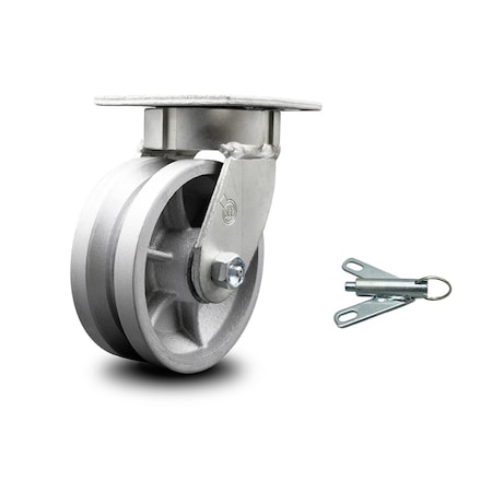 Service Caster 5 Inch Kingpinless V Groove Semi Steel Poly Wheel Swivel Caster with Swivel Lock SCC-KP30S520-VGR-BSL